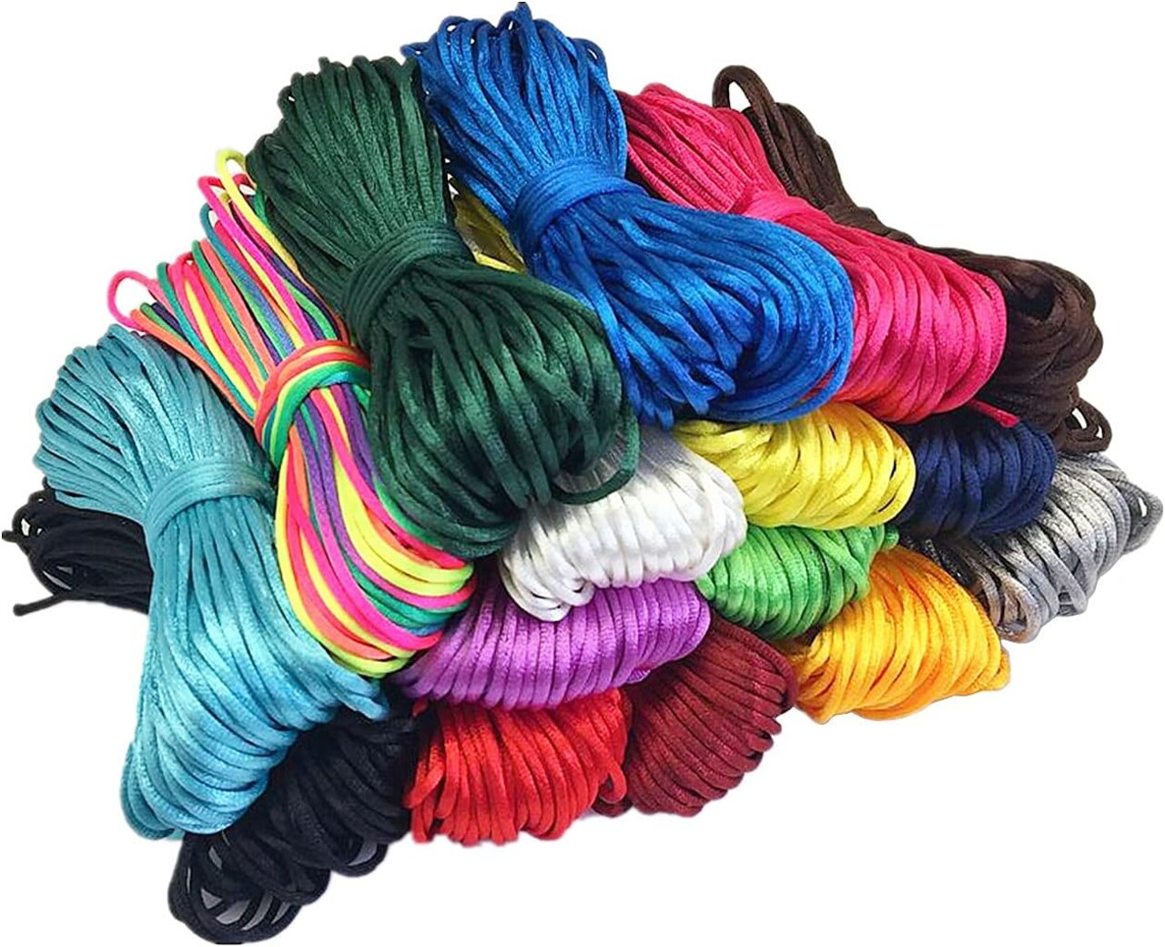 2mm Rattail String,Satin Nylon Trim Cord 16 Bundles 176 Yards Nylon Silk Cord for Jewelry Making Silk Thread Silk Bracelet String